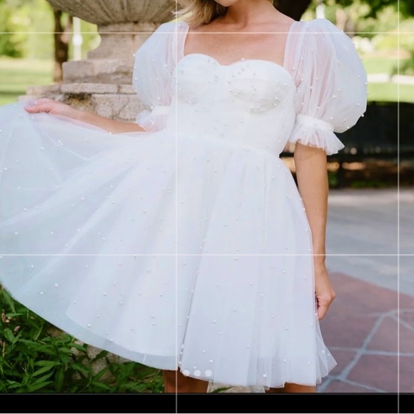 Ava Gowns Dresses & Skirts - New Ava Gowns the pearl mini puff sleeve layered tulle SZ 8 coquette girl bride